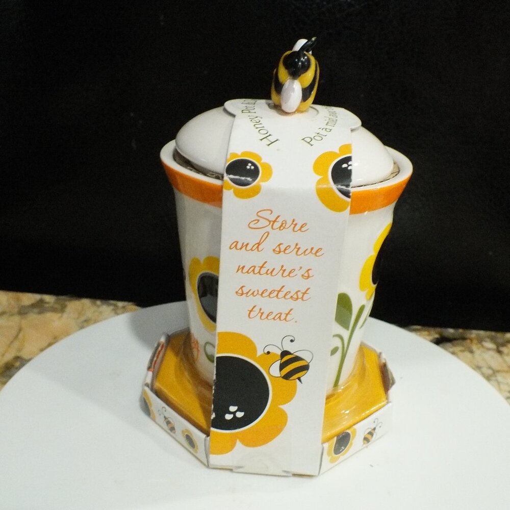 JOIE Ceramic Honey Pot Jar and Dipper